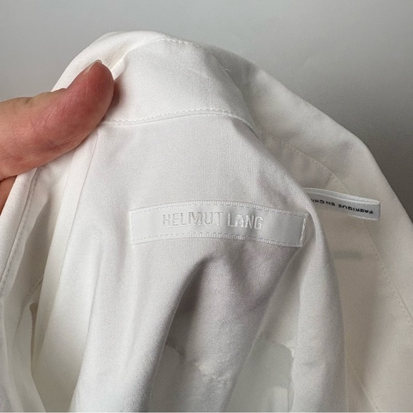 Helmut Lang White Long Sleeve Button Up Top Tie Front Size L - Picture 4 of 6